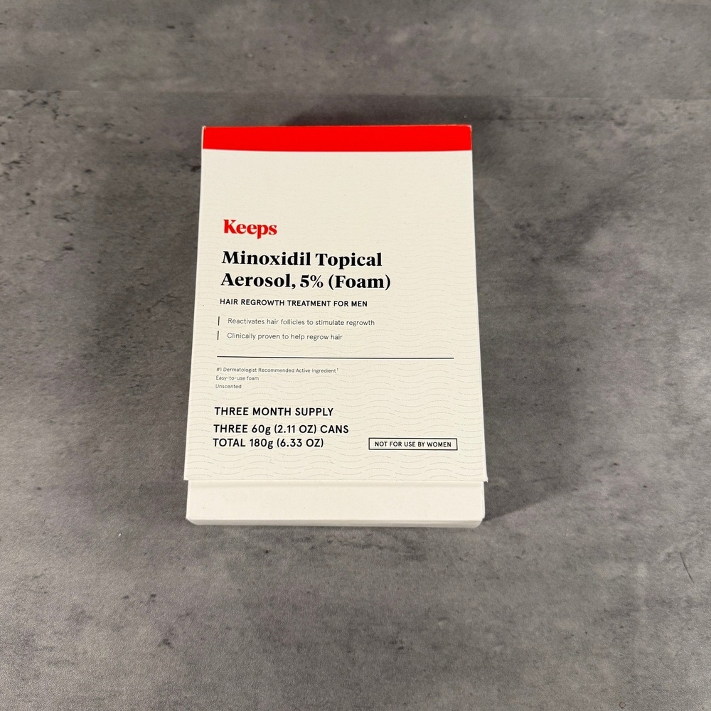 Keeps Hair Regrowth Treatment Men 3 Month Minoxidil 5% Foam White NEW 3pk